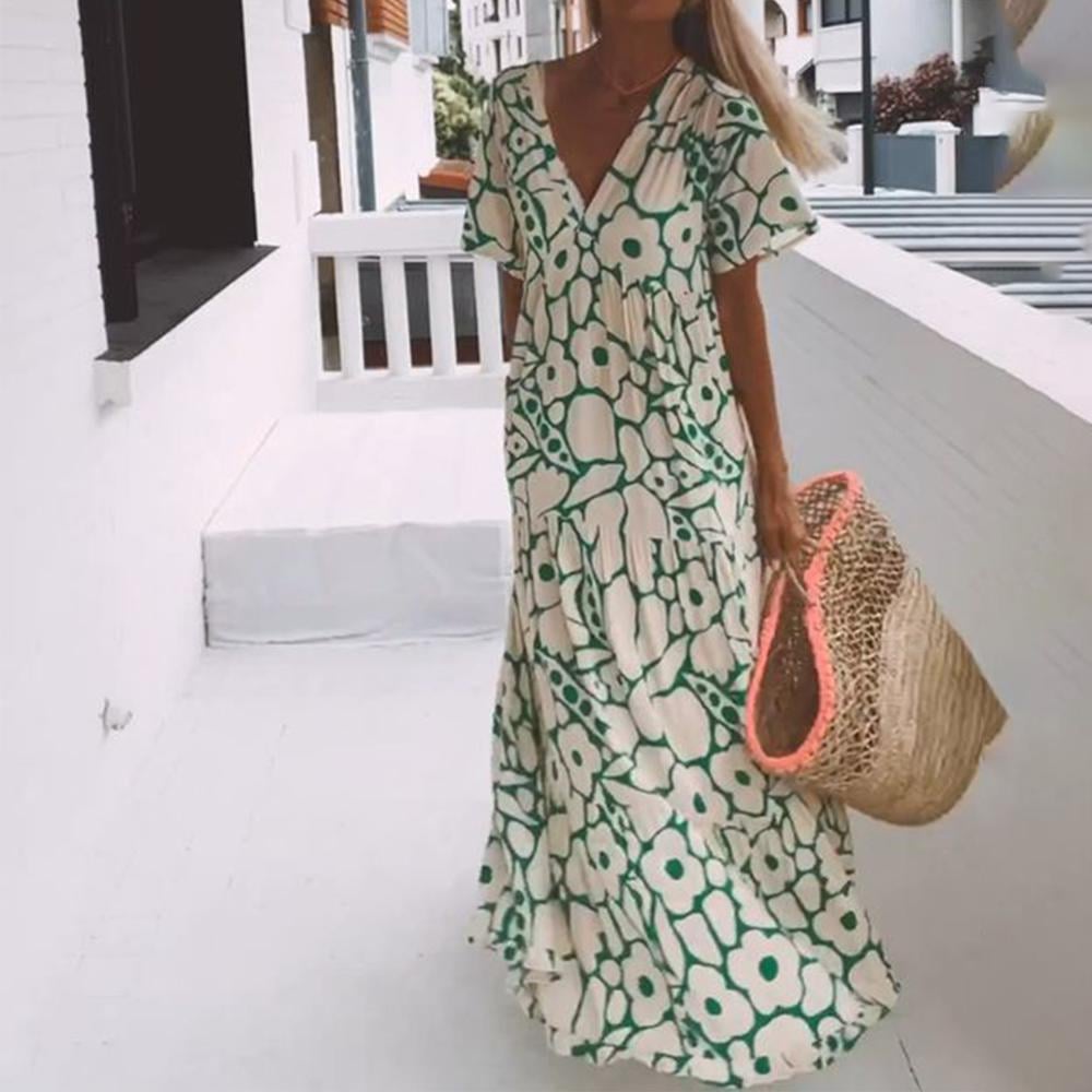 Anna | Ibiza-stijl jurk met bohemian bloemenprint