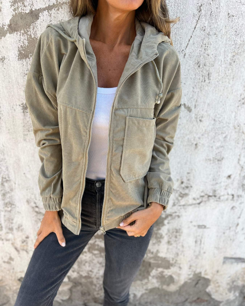 Zenna | Witte corduroy jas