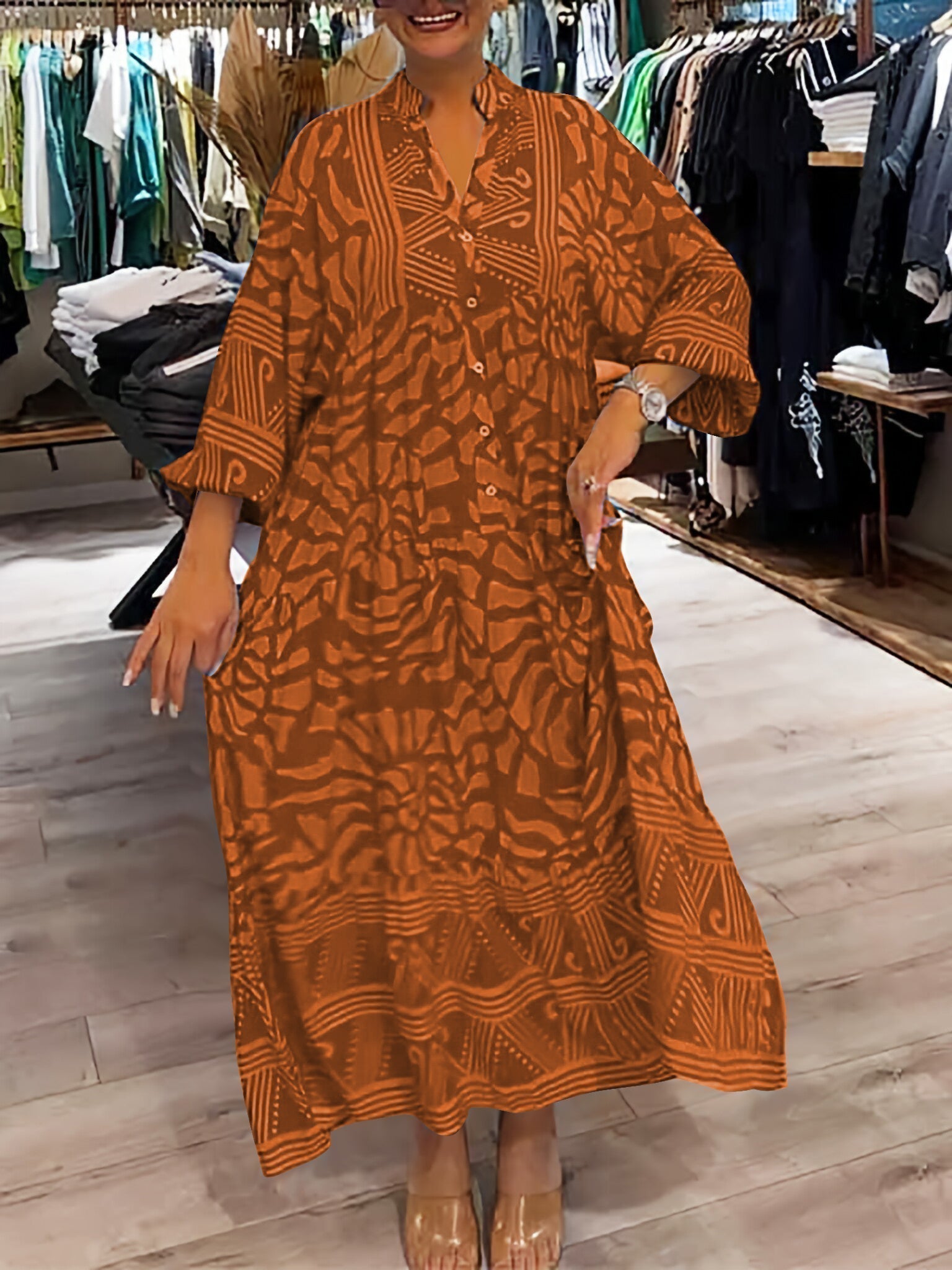 Mila | V-hals jurk met print