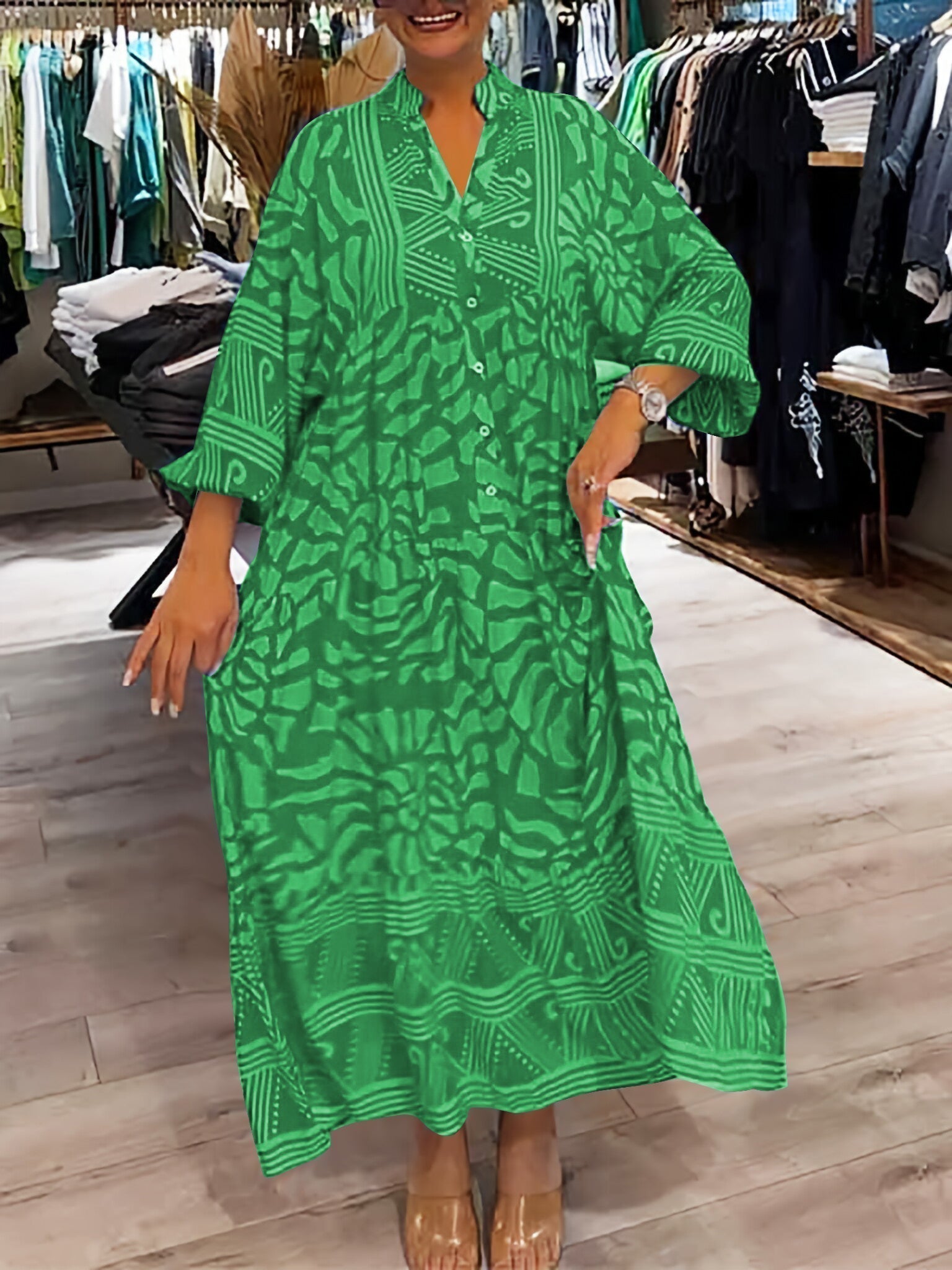 Mila | V-hals jurk met print