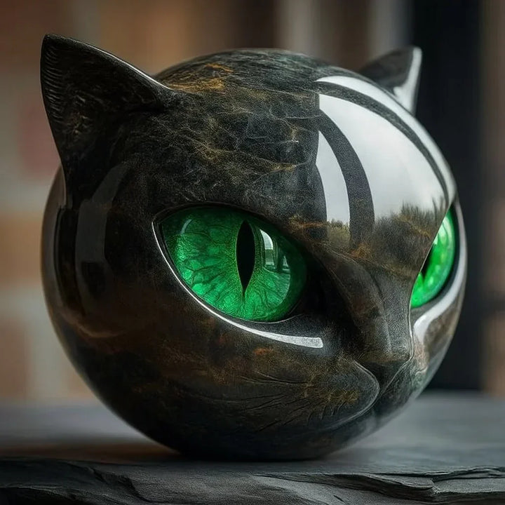Cas | Mystieke Zwarte Kat Hoofd Sculptuur