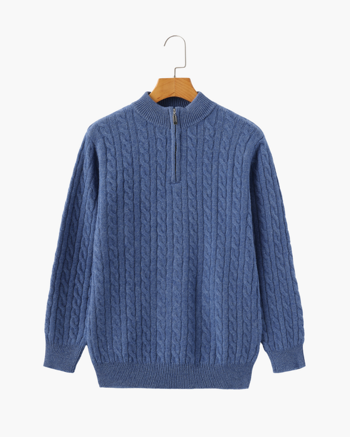 100% Kasjmier Geweven Half-Zip Trui