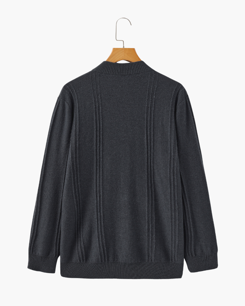 100% Kasjmier Geribde Half-Zip Trui