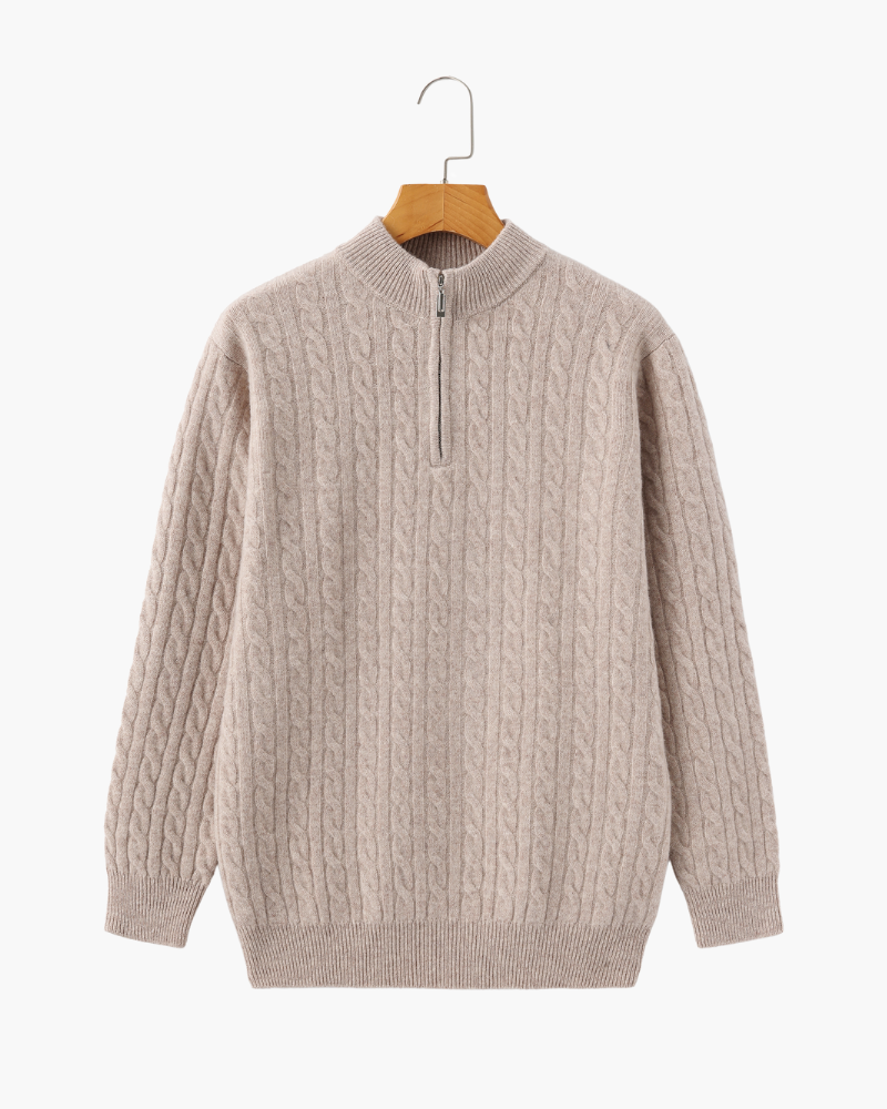 100% Kasjmier Geweven Half-Zip Trui