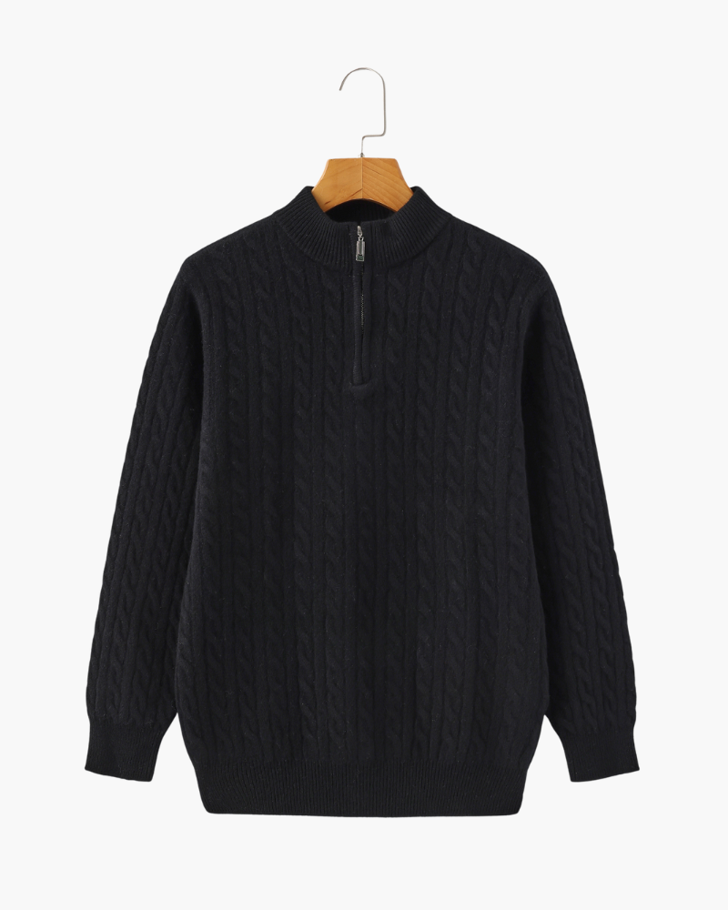 100% Kasjmier Geweven Half-Zip Trui
