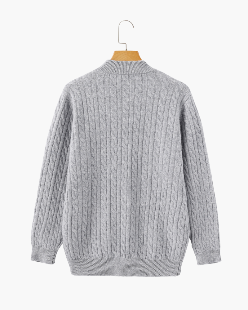 100% Kasjmier Geweven Half-Zip Trui