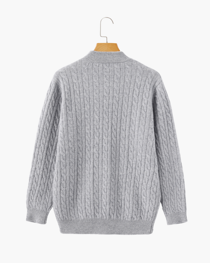 100% Kasjmier Geweven Half-Zip Trui