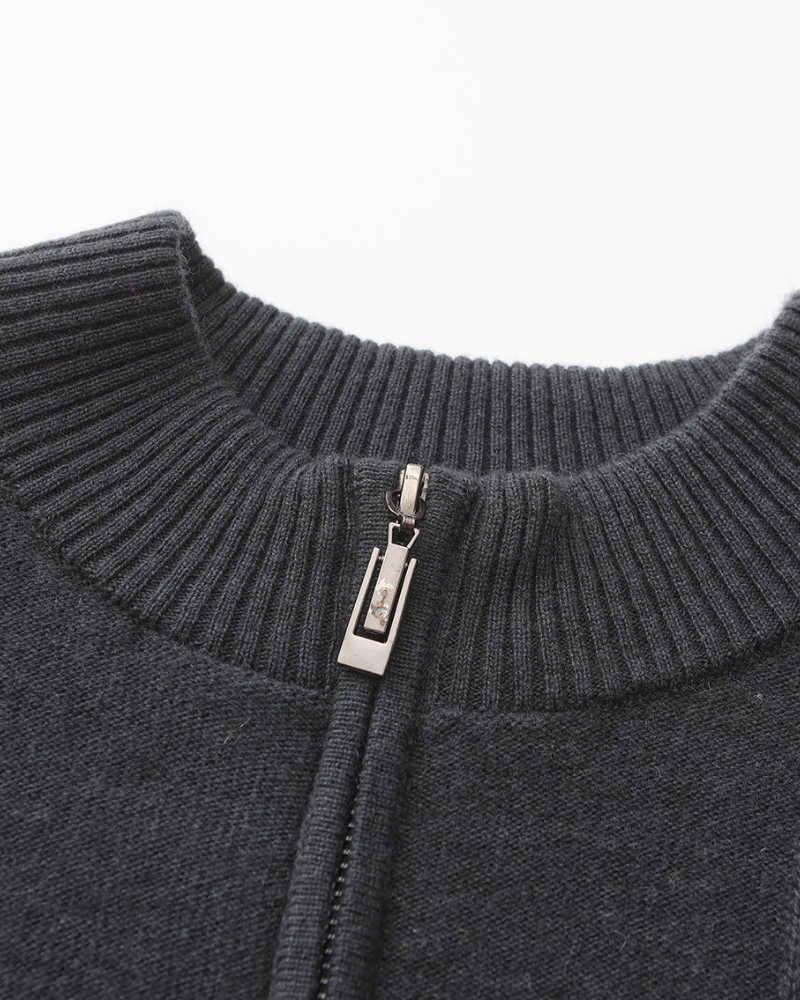 100% Kasjmier Geribde Half-Zip Trui