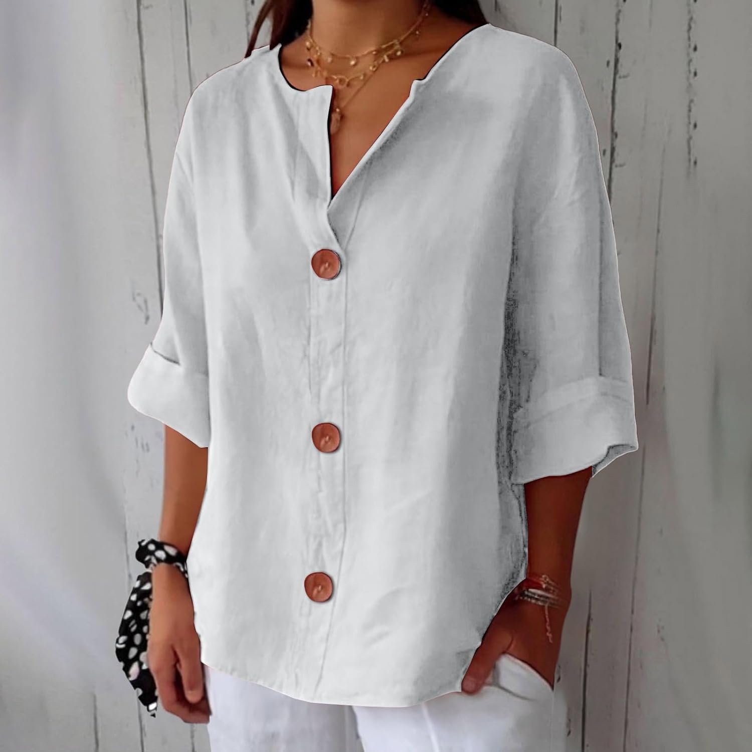 Adriana | Losvallende linnen blouse