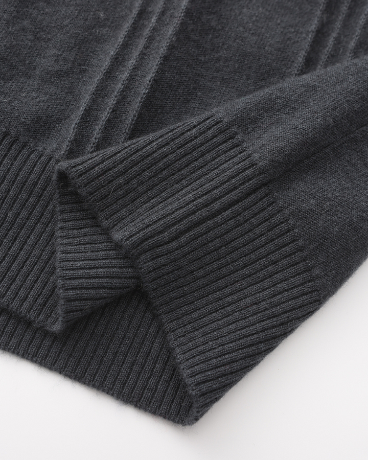100% Kasjmier Geribde Half-Zip Trui