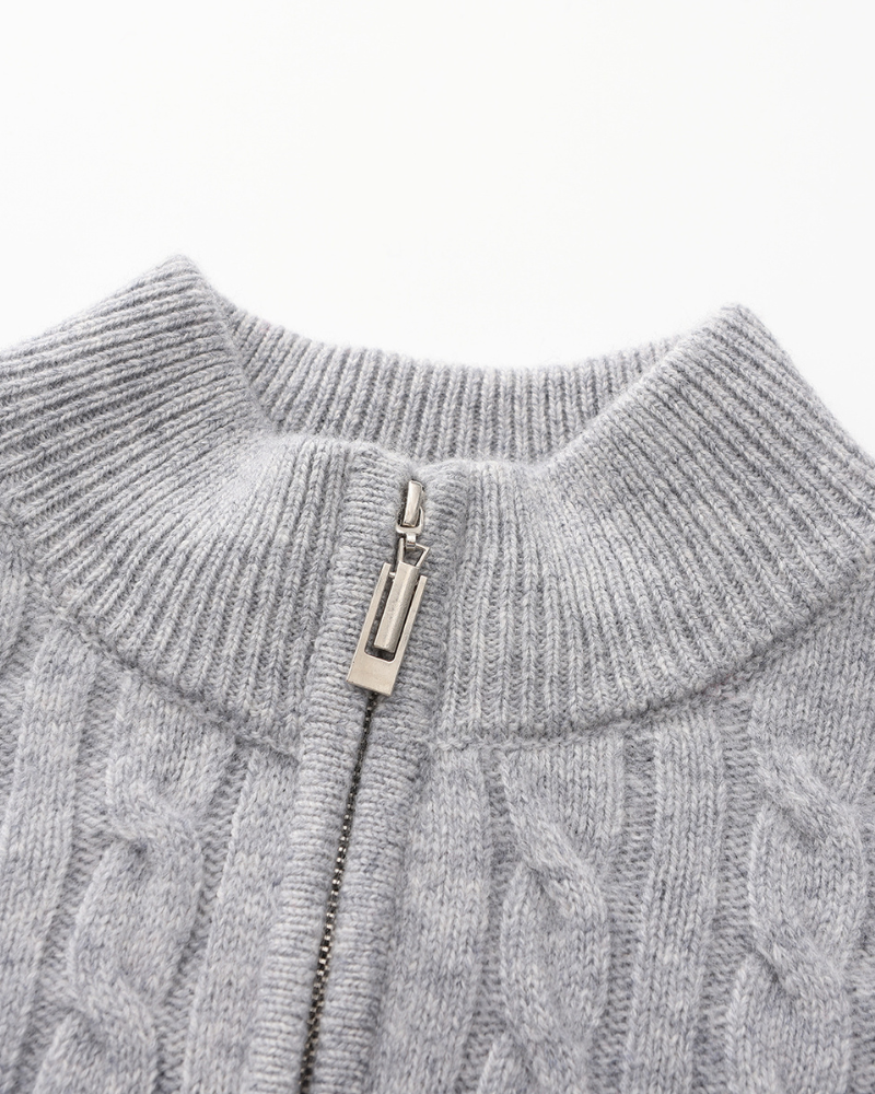 100% Kasjmier Geweven Half-Zip Trui