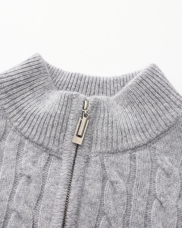 100% Kasjmier Geweven Half-Zip Trui