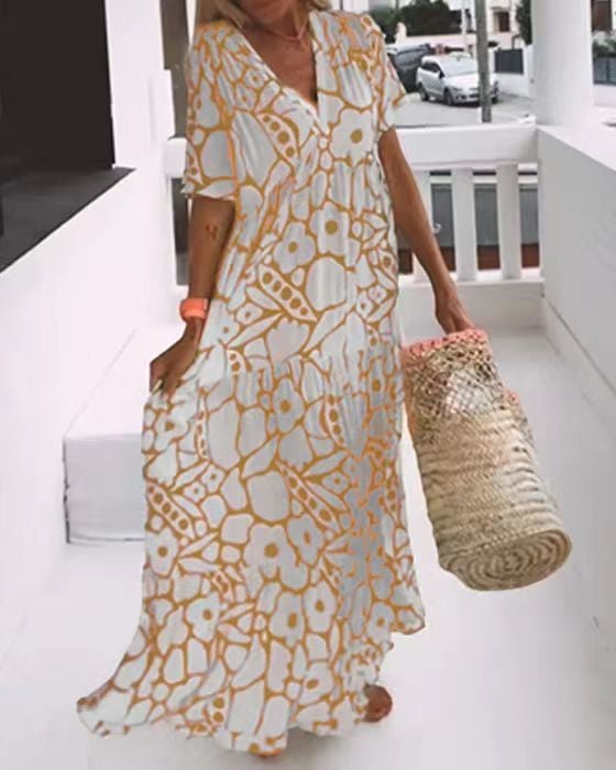 Anna | Ibiza-stijl jurk met bohemian bloemenprint