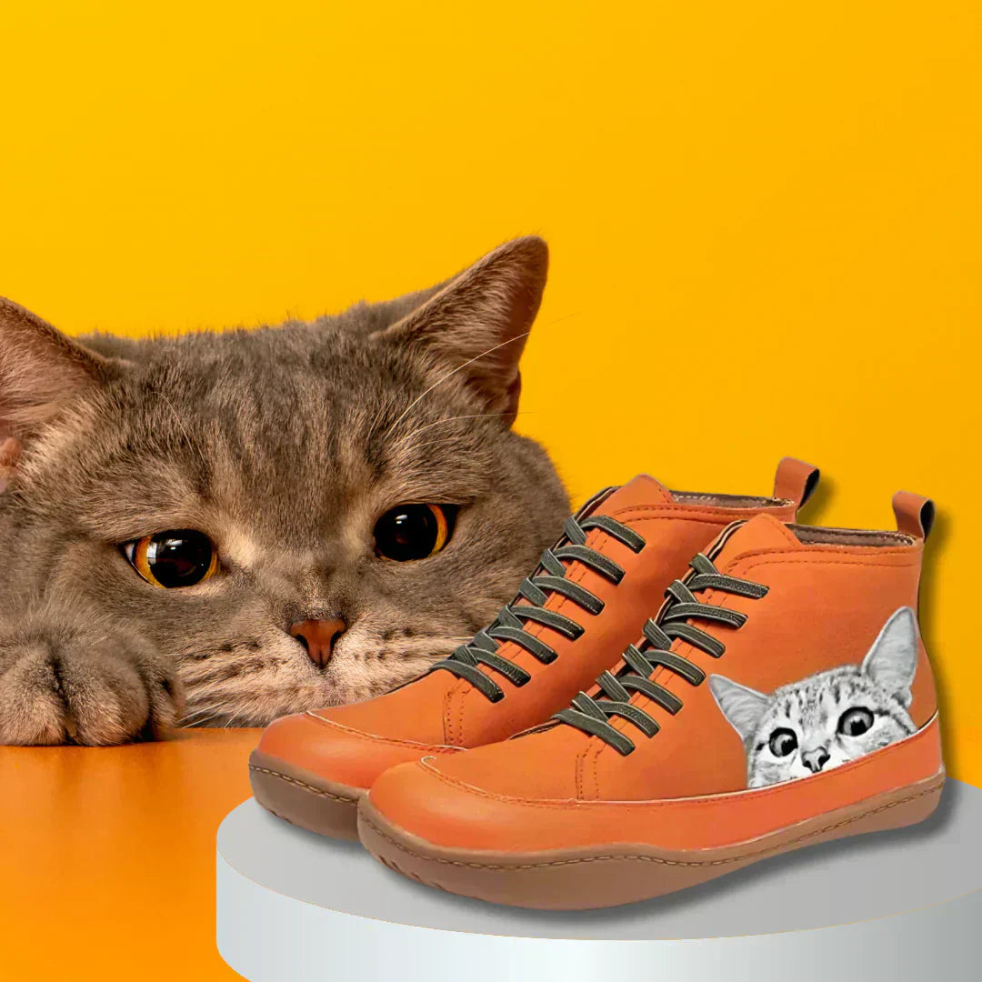 Hannie | Leren enkellaarsjes voor kattenliefhebbers