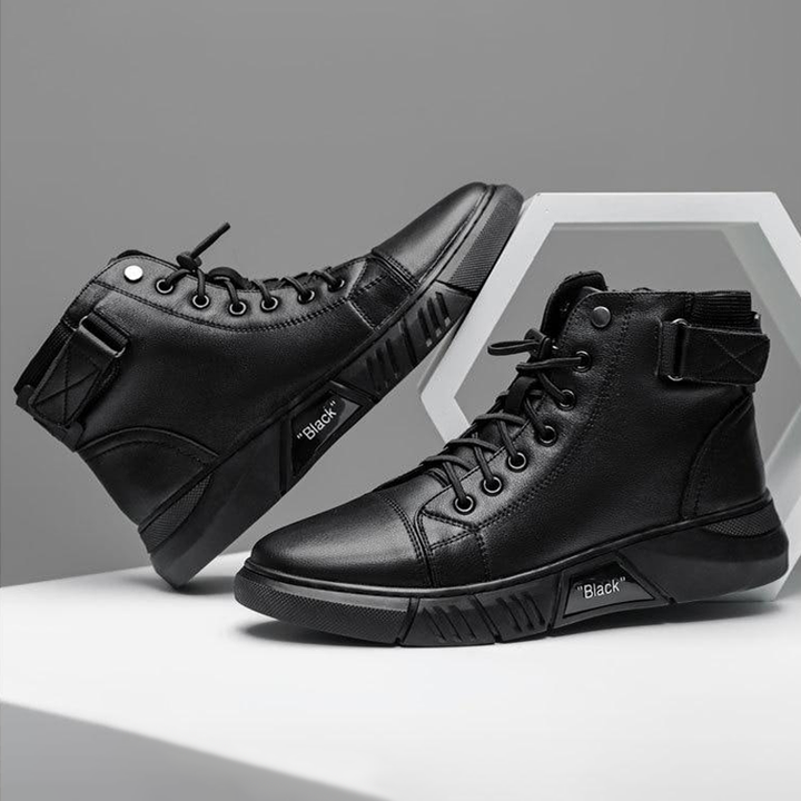 Jasper | Leren hoge sneakers met strakke lijnen