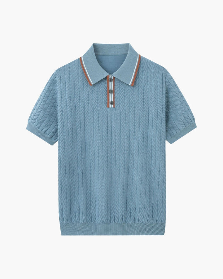 Augustijn | Polo met Herringbone-structuur