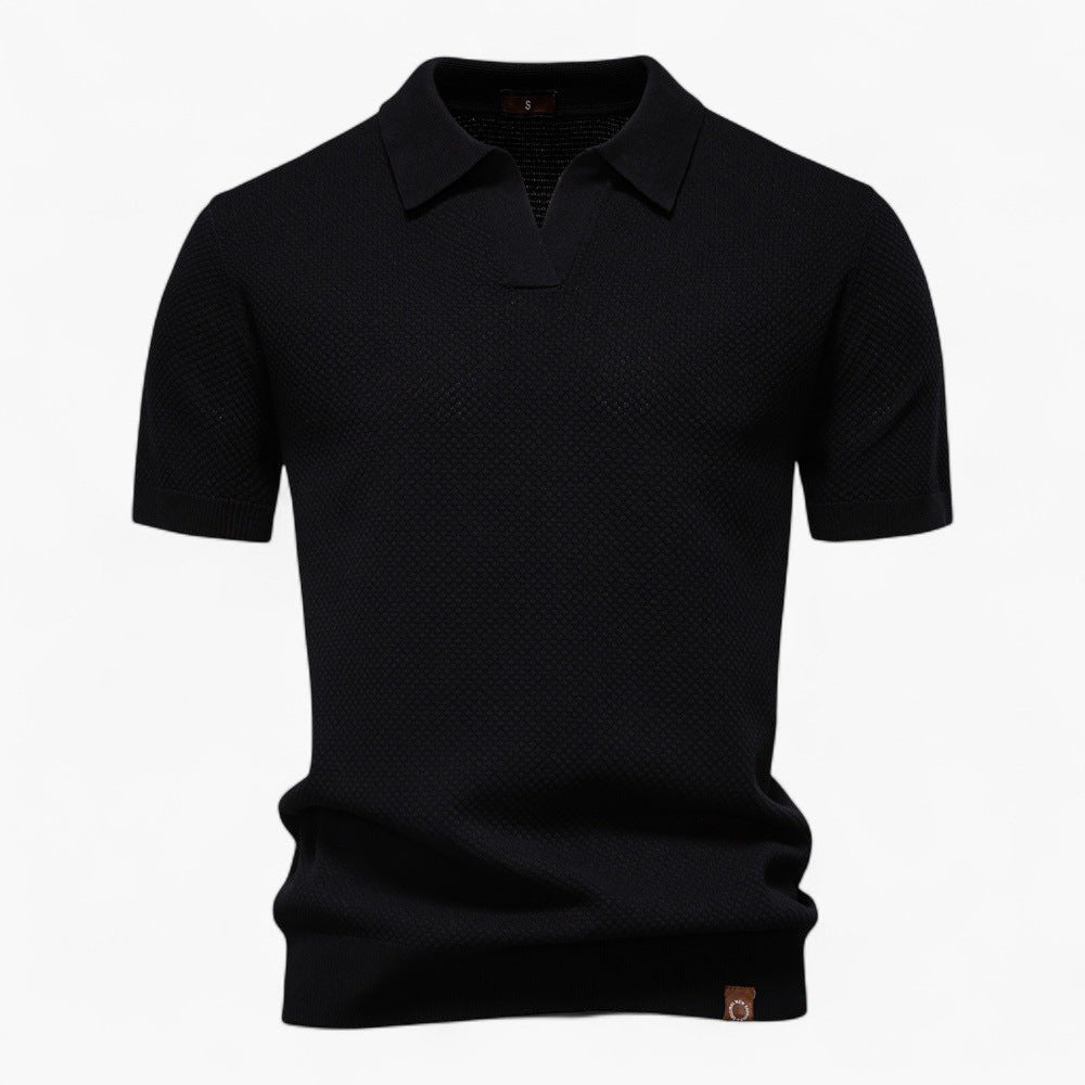 Lennart | Gebreid poloshirt met verfijnde structuur