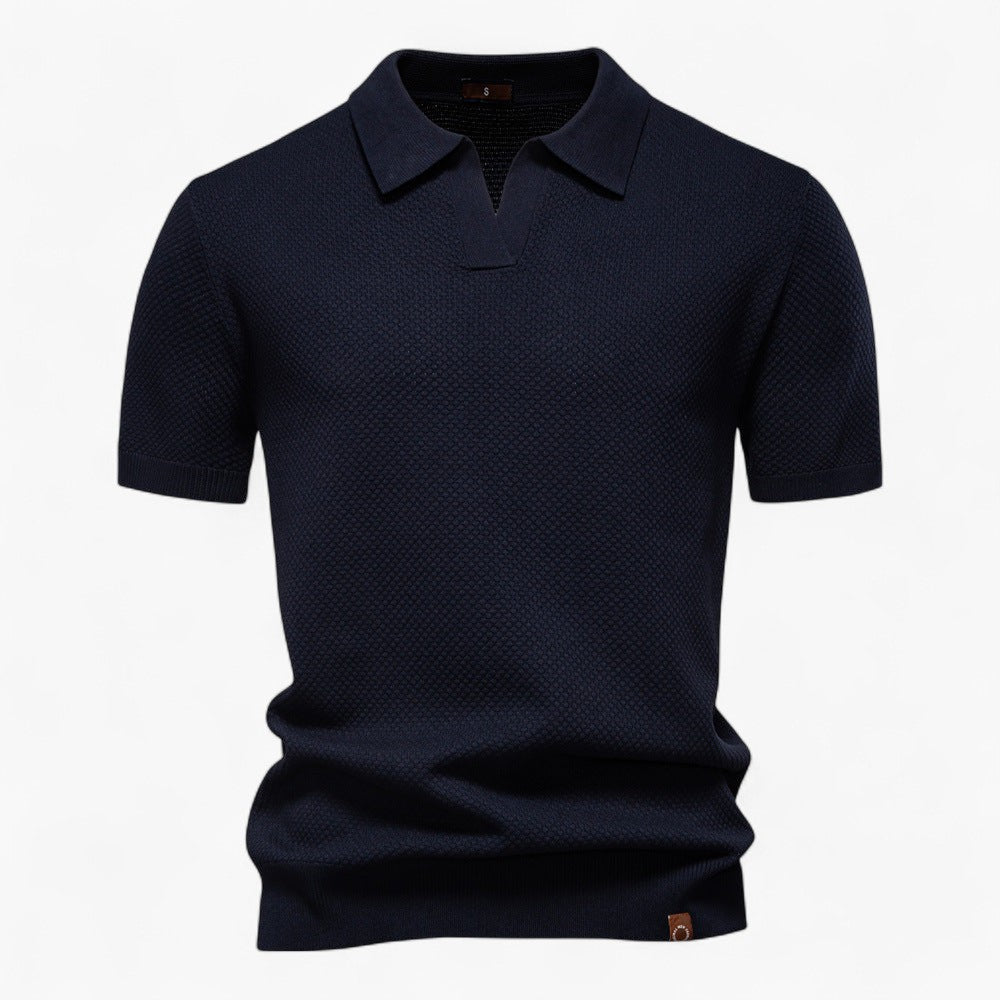 Lennart | Gebreid poloshirt met verfijnde structuur