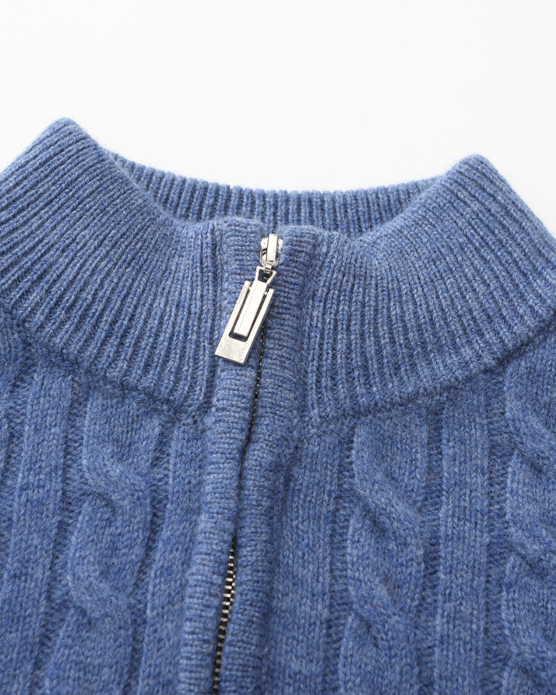 100% Kasjmier Geweven Half-Zip Trui