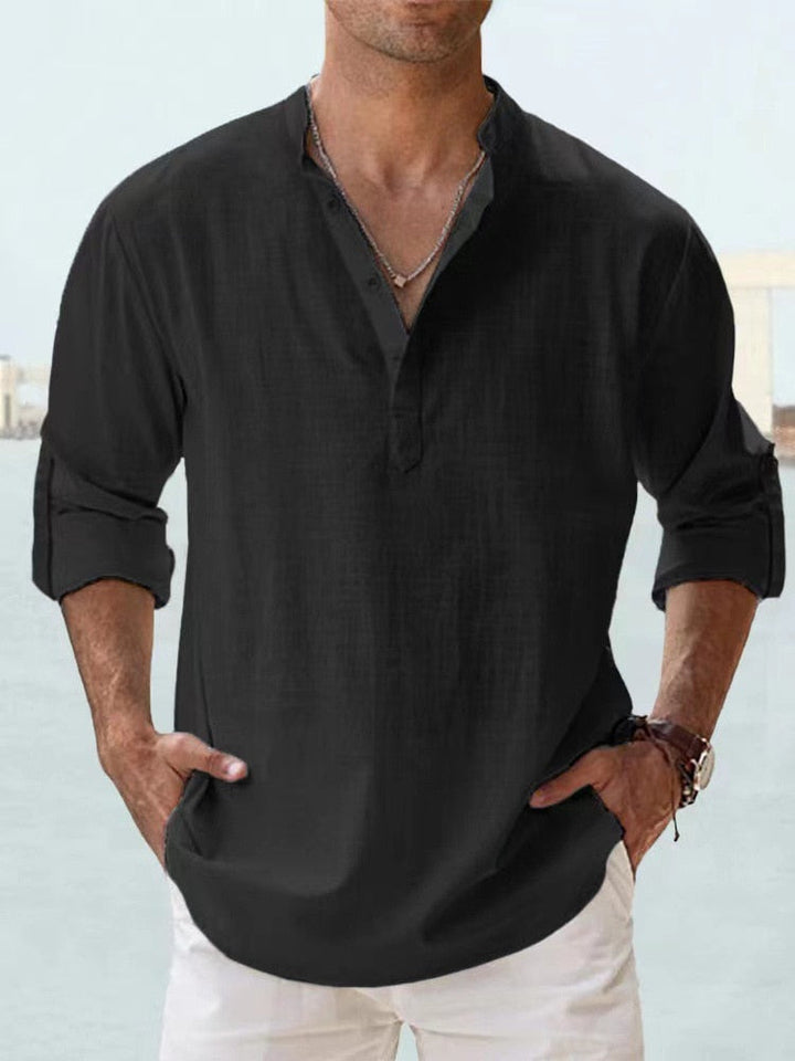 Thomas | Blouse met open kraag en zomerse flair