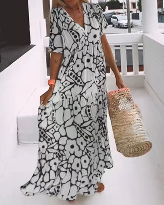 Anna | Ibiza-stijl jurk met bohemian bloemenprint