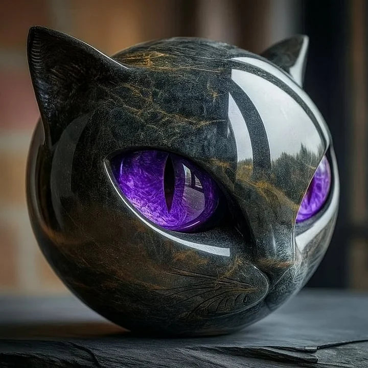 Cas | Mystieke Zwarte Kat Hoofd Sculptuur