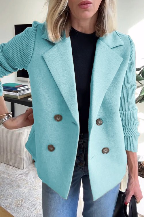 Margriet | Dubbelgeknoopte blazer met gebreide mouwen