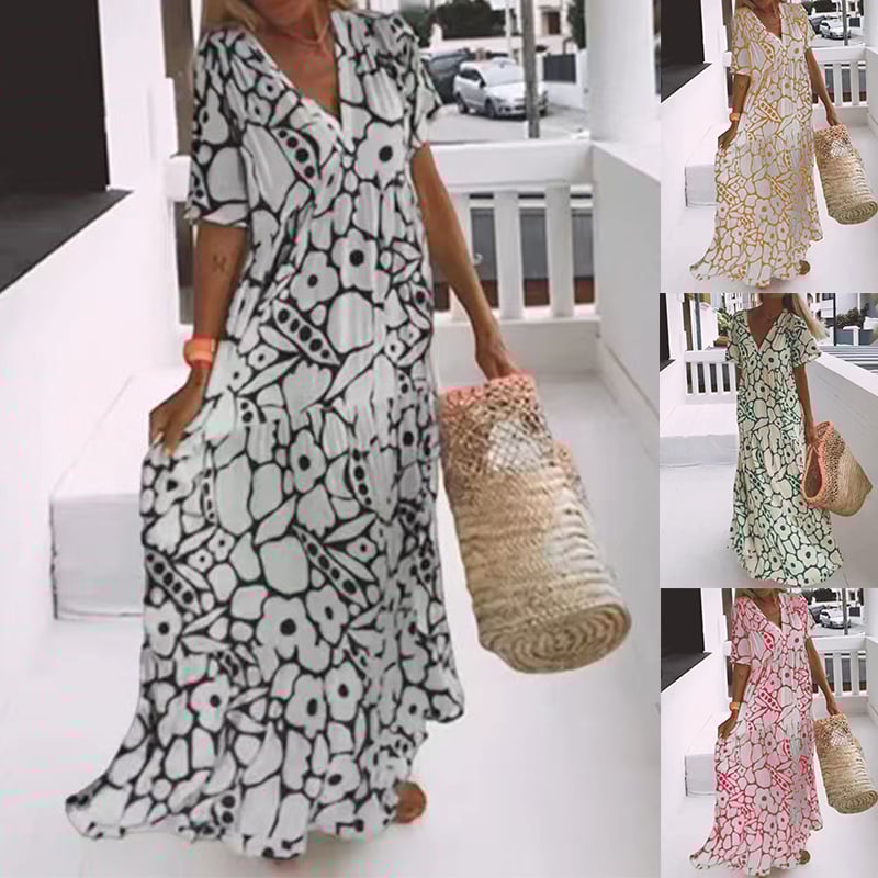 Anna | Ibiza-stijl jurk met bohemian bloemenprint