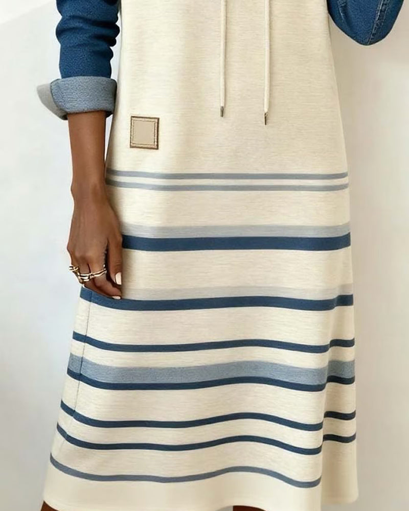Jacolien | Gestreepte Hoodie Jurk met Kleurmix