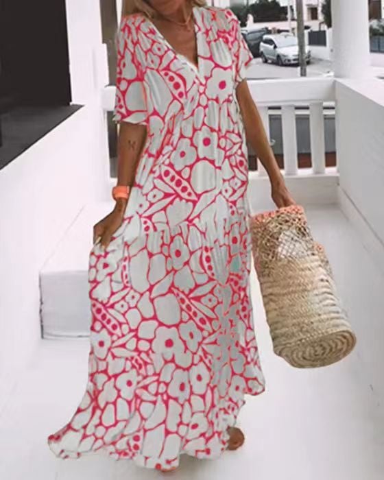 Anna | Ibiza-stijl jurk met bohemian bloemenprint