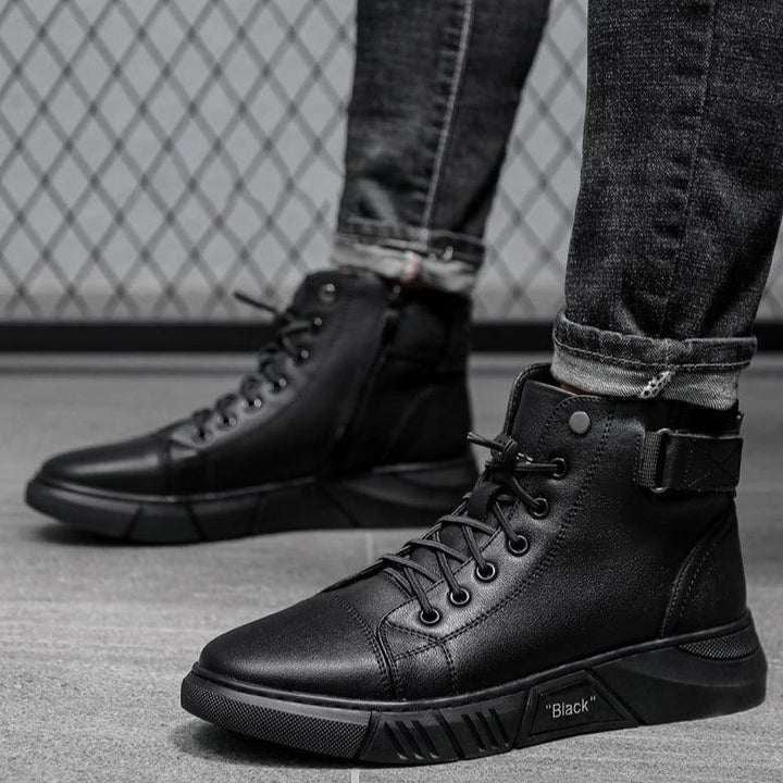 Jasper | Leren hoge sneakers met strakke lijnen