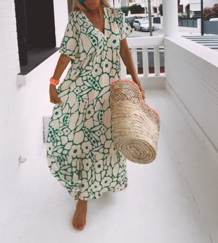 Anna | Ibiza-stijl jurk met bohemian bloemenprint
