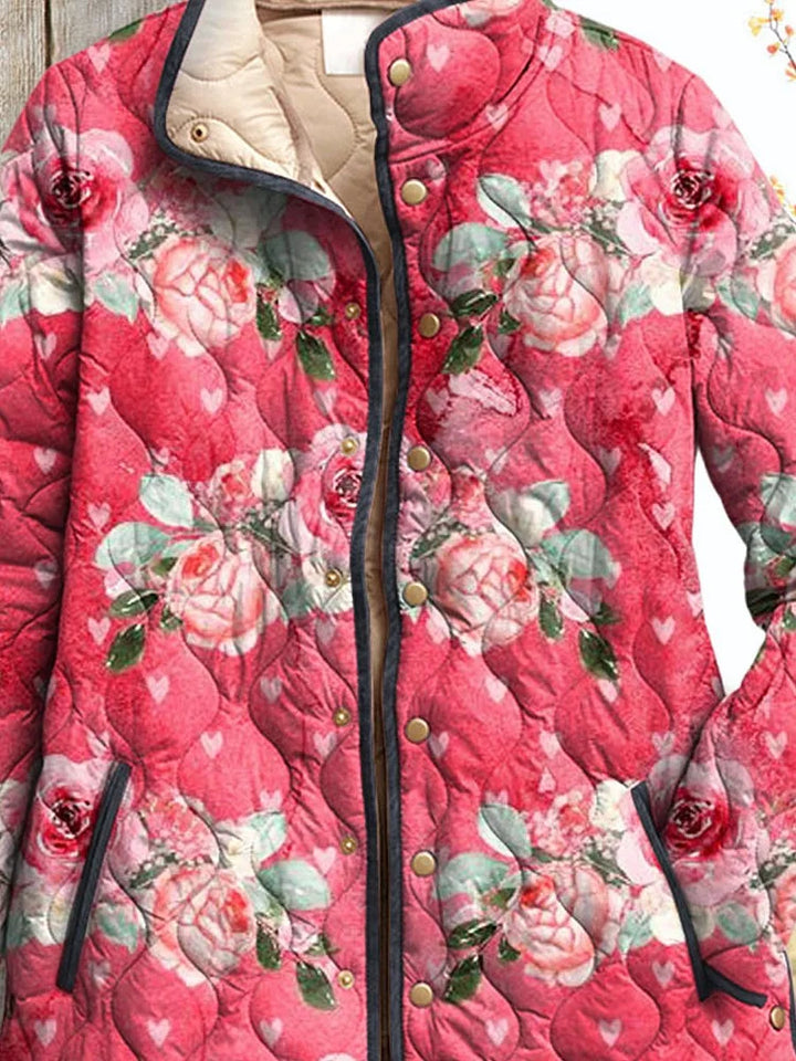 Gequilt Jacket Prachtige Roze Bloemen