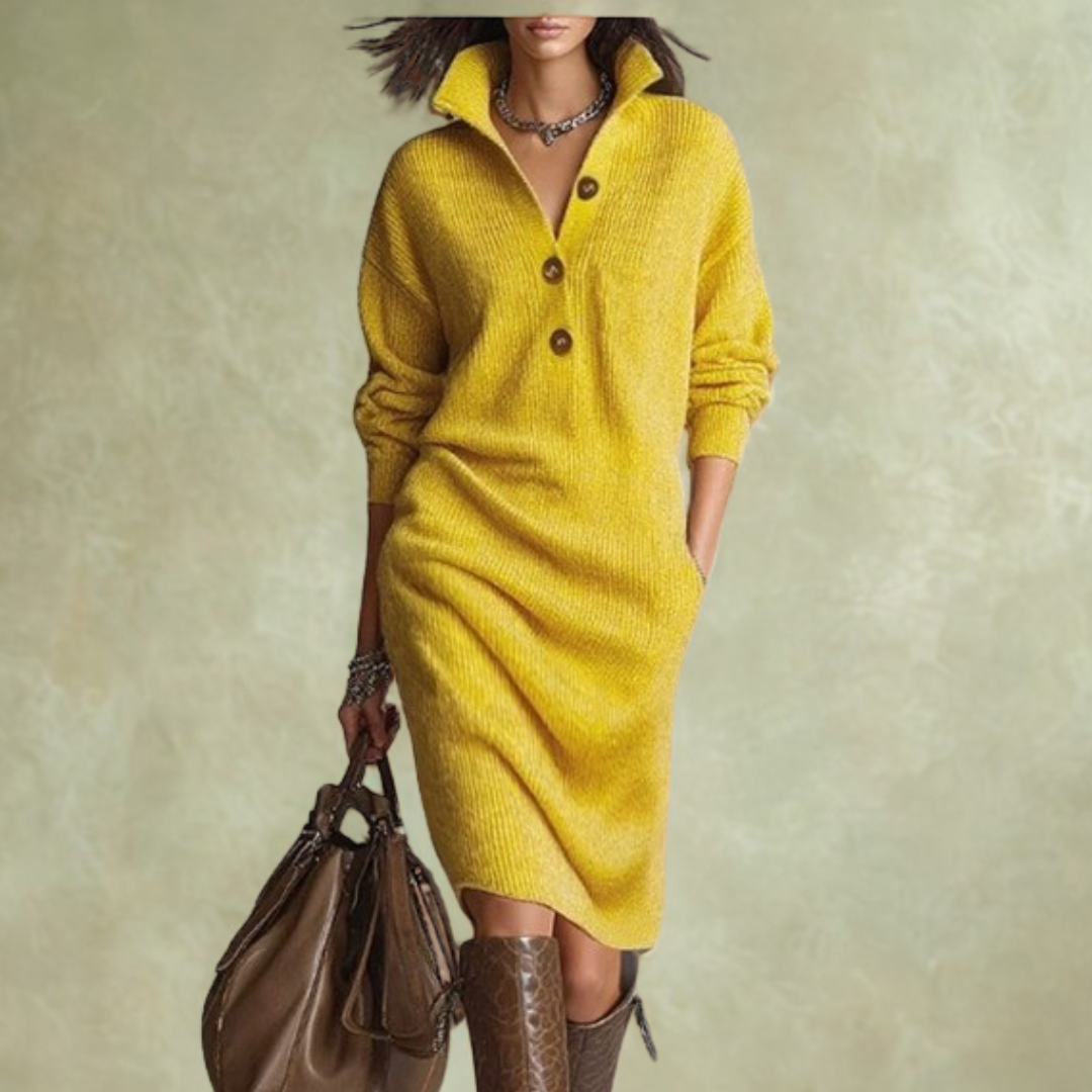 Rika | Gezellige Knopen-Up Trui Jurk voor Moeiteloze Elegantie
