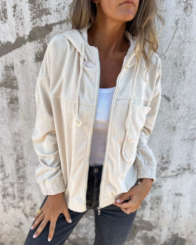 Zenna | Witte corduroy jas
