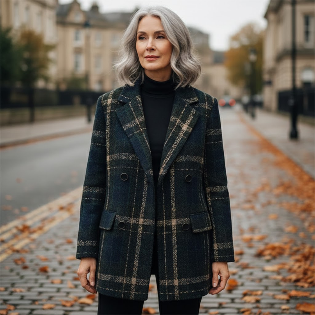 Elna | Klassieke Geruite Wollen Jas