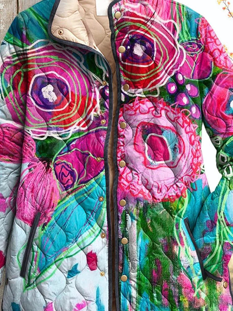 Gequilt Jacket met Bloemenprint