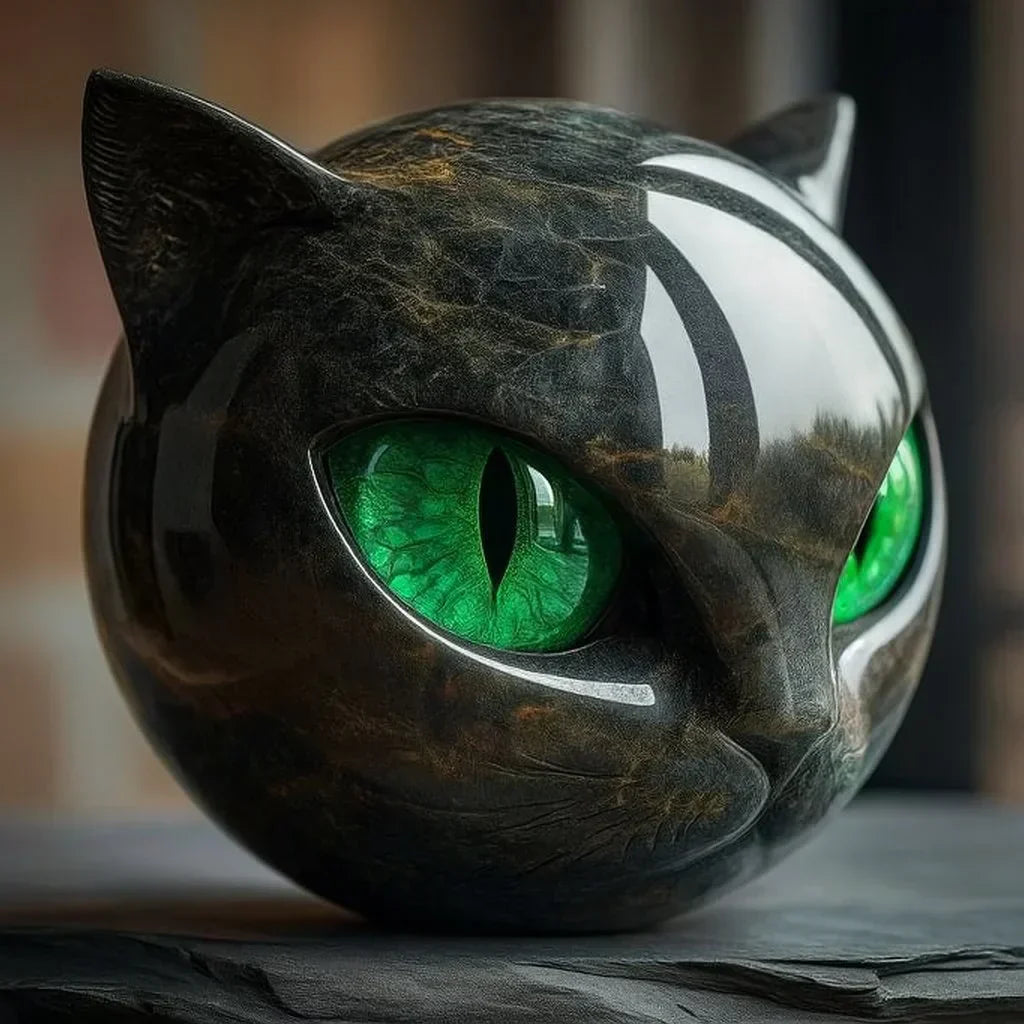 Cas | Mystieke Zwarte Kat Hoofd Sculptuur