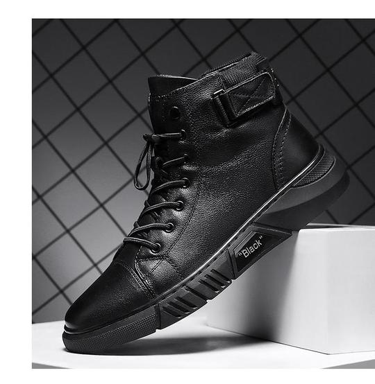Jasper | Leren hoge sneakers met strakke lijnen
