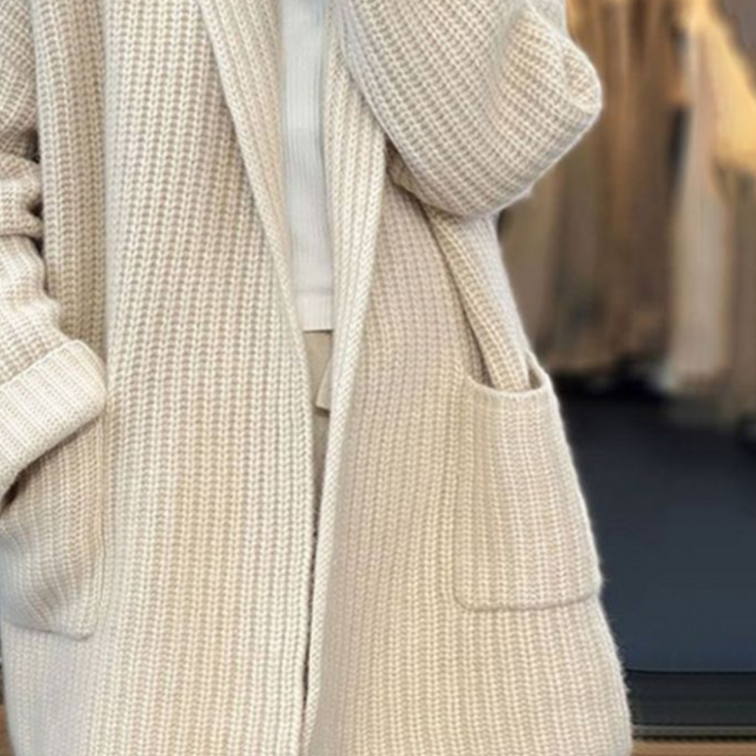 Geesje | Gebreide Wol Cardigan Met Zakken