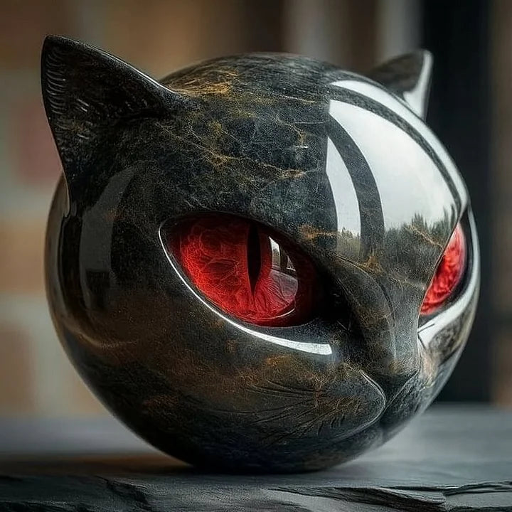 Cas | Mystieke Zwarte Kat Hoofd Sculptuur