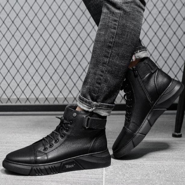 Jasper | Leren hoge sneakers met strakke lijnen