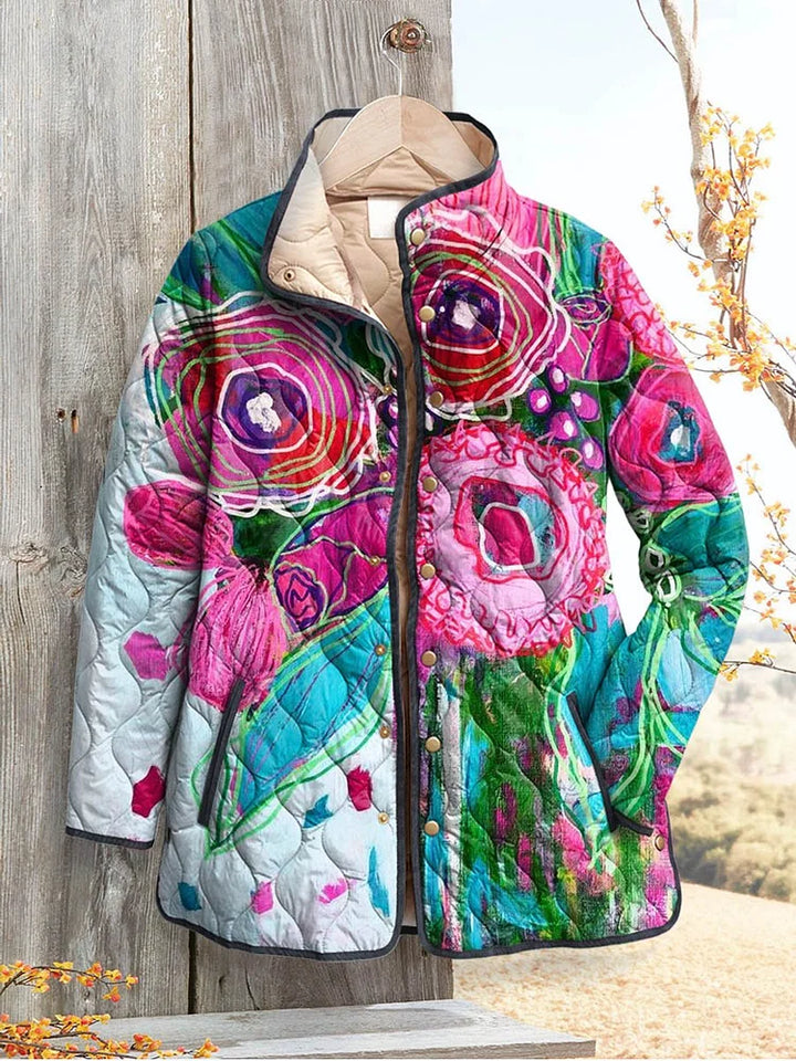 Gequilt Jacket met Bloemenprint