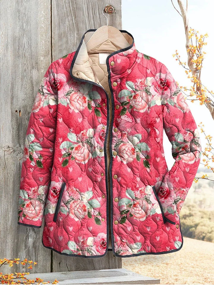 Gequilt Jacket Prachtige Roze Bloemen