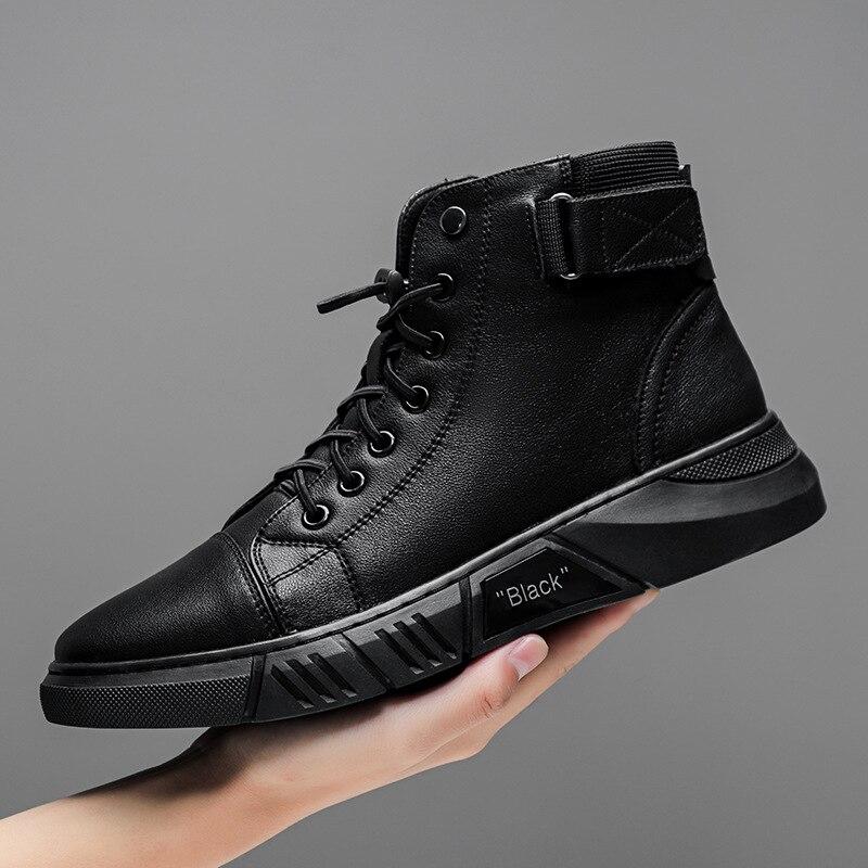 Jasper | Leren hoge sneakers met strakke lijnen