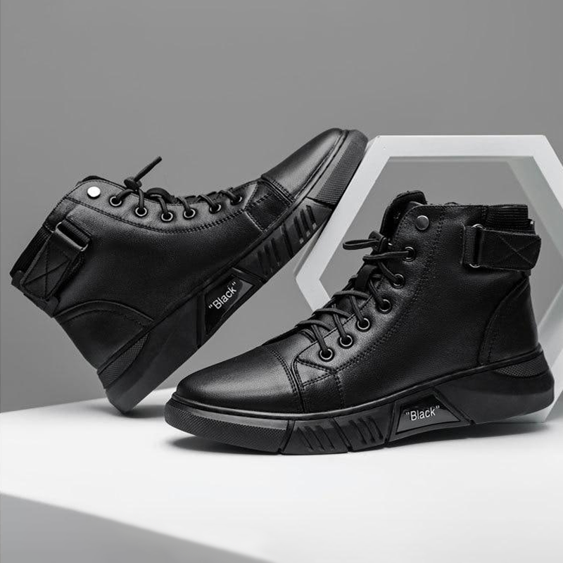 Jasper | Leren hoge sneakers met strakke lijnen