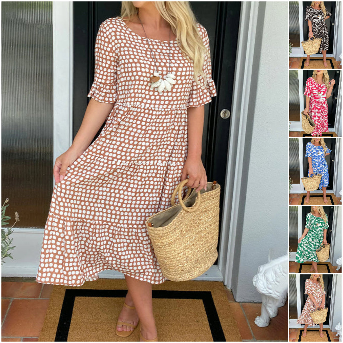 Esmée | Lichte midi-jurk in retrostijl