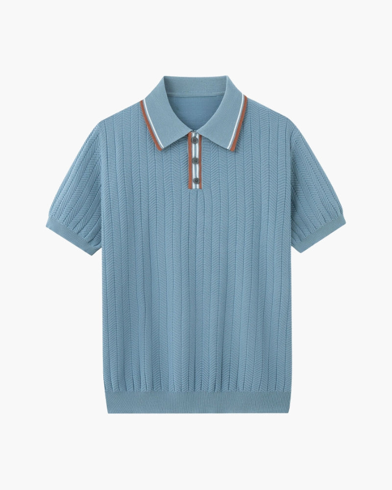 Augustijn | Polo met Herringbone-structuur