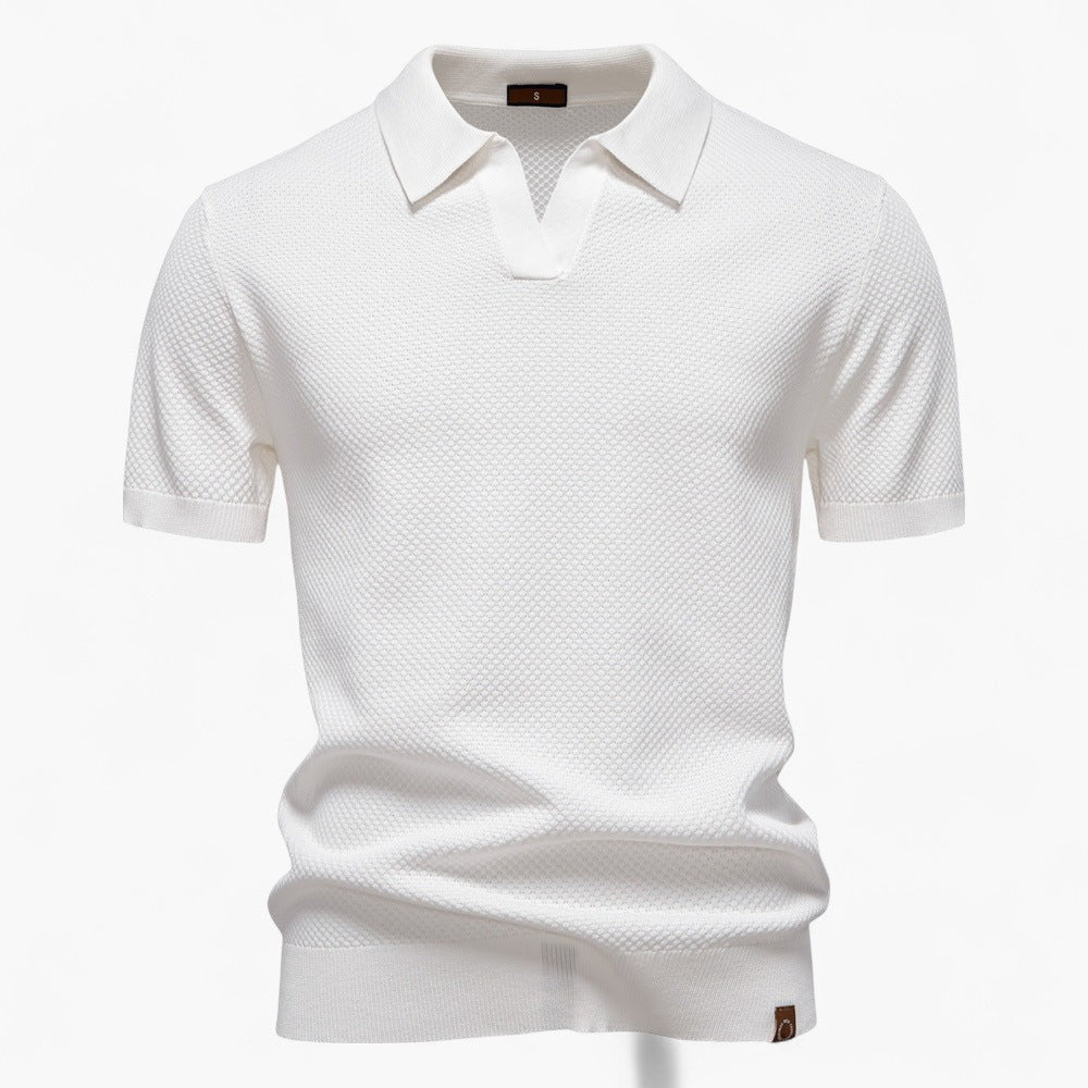 Lennart | Gebreid poloshirt met verfijnde structuur