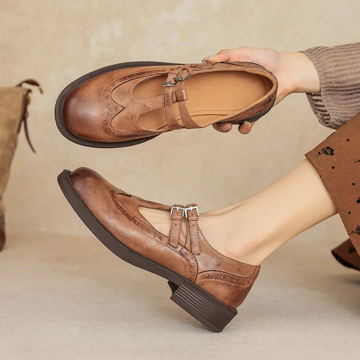 Leona | Klassieke Leren Mary Jane Schoenen